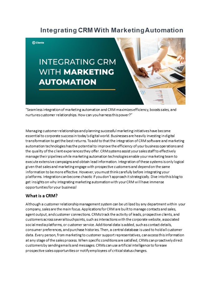 Integrating CRM with Marketing Automation