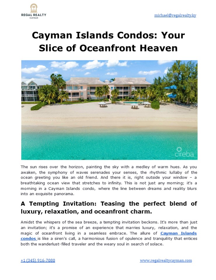 Cayman Islands Condos: Where Ocean Meets Luxury