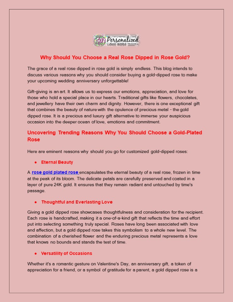 Real Rose Dipped in Rose Gold