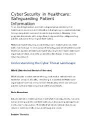 Cyber Security in Healthcare: Safeguarding Patient Information