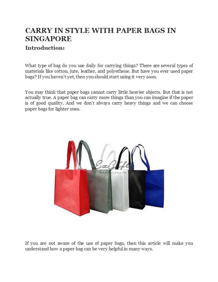 CARRY IN STYLE WITH PAPER BAGS IN SINGAPORE