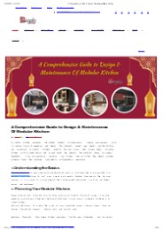 A Comprehensive Guide to Design & Maintenance Of Modular Kitchen