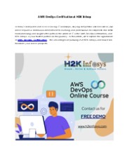 AWS DevOps Certification at H2K Infosys