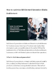 How to optimize B2B Demand Generation & Sales Enablement