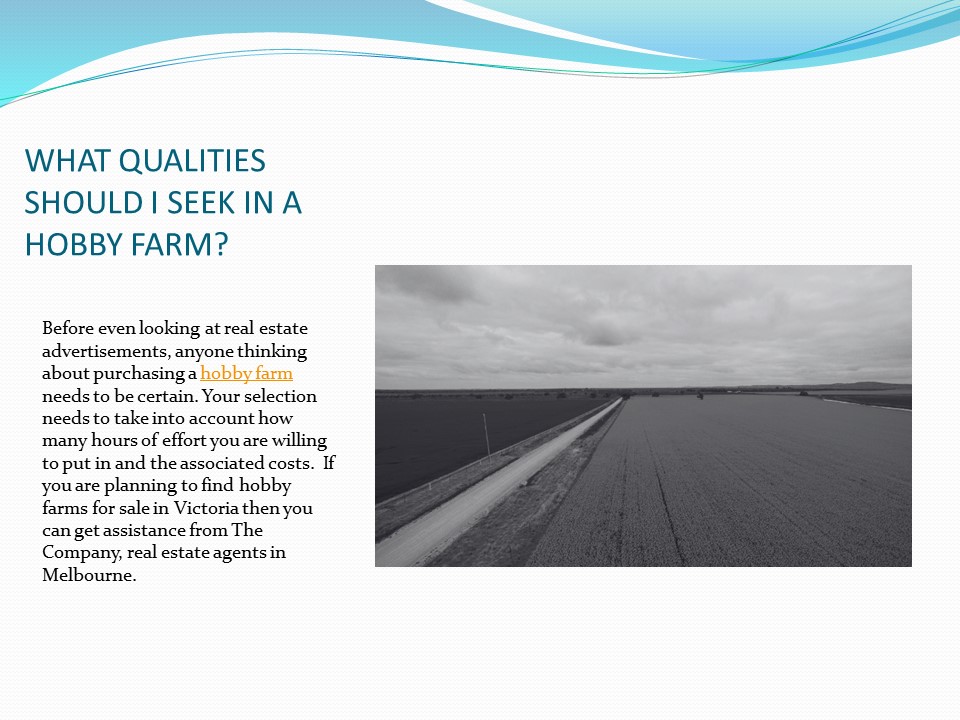 WHAT QUALITIES SHOULD I SEEK IN A HOBBY FARM?