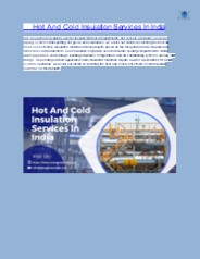 Hot And Cold Insulation Services In India
