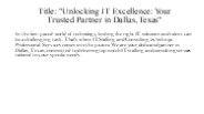 IT Staffing and Consulting