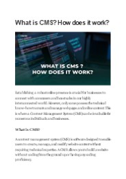 What is CMS? How does it work?