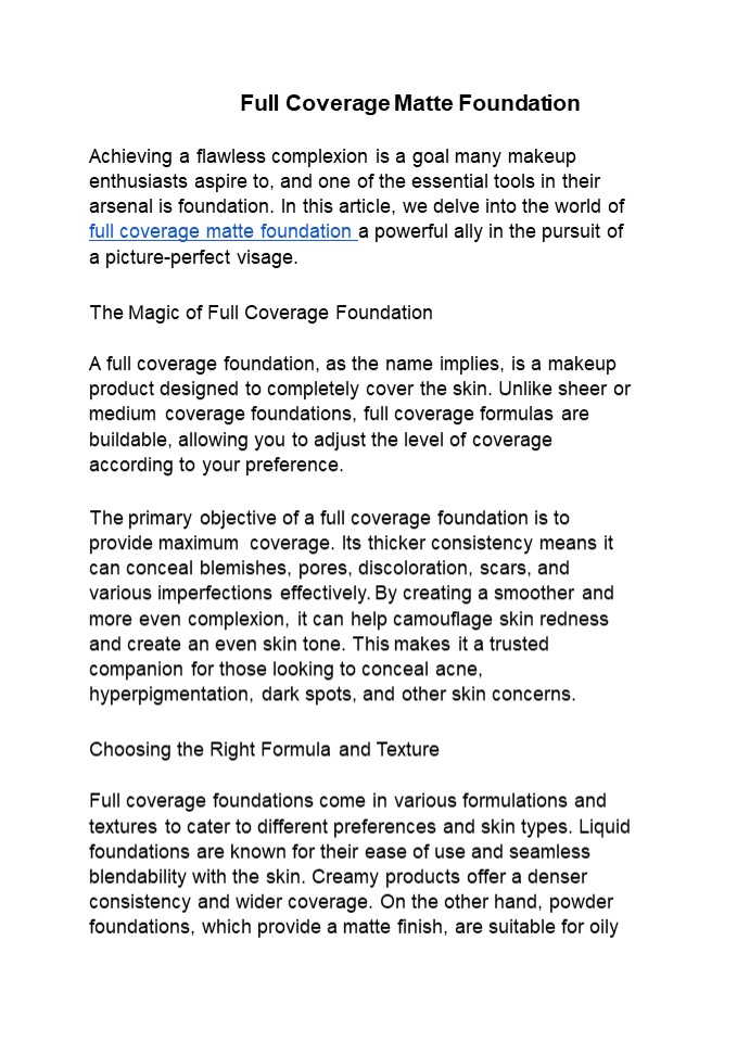 Makeup Masterclass: How to Achieve Full Coverage with Matte Foundation