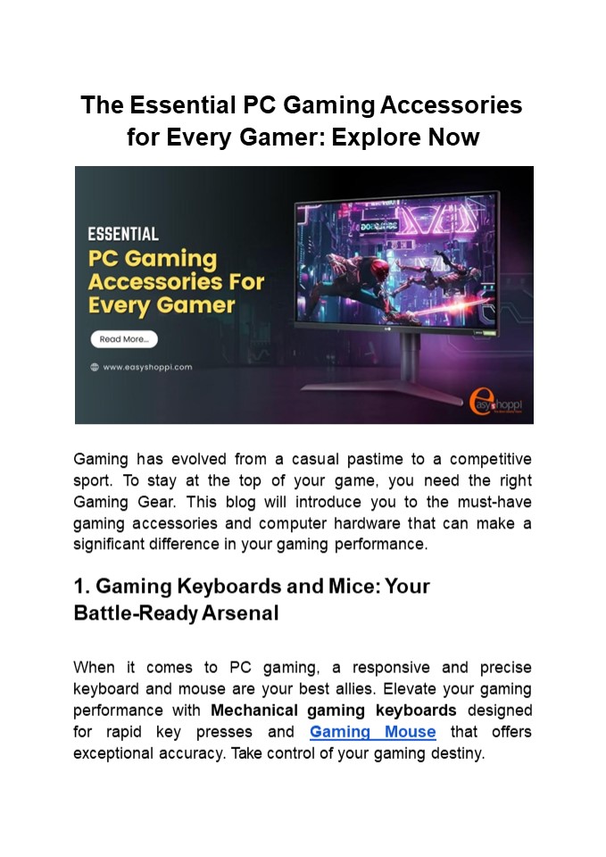 Essential PC Gaming Accessories for Gamers of All Levels