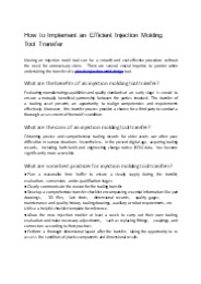 How to Implement an Efficient Injection Molding Tool Transfer