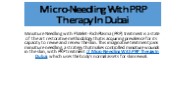 Micro-Needling With PRP Therapy In Dubai