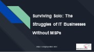 Surviving Solo: The Struggles of IT Businesses Without MSPs