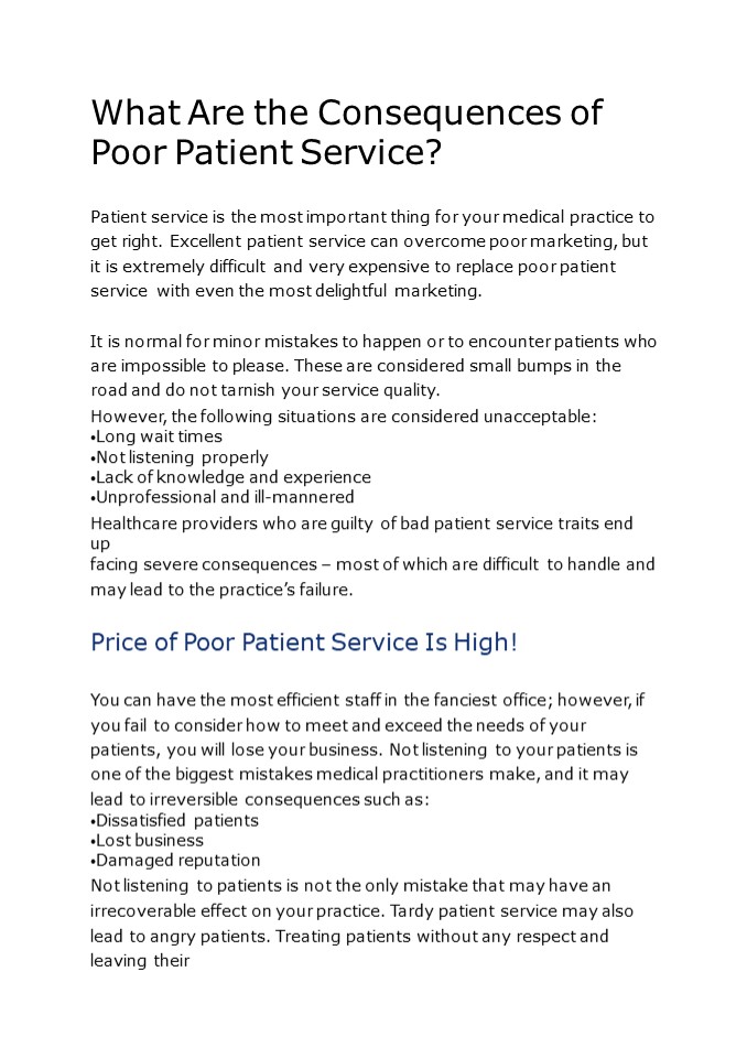 What Are the Consequences of Poor Patient Service? – Practice Builders