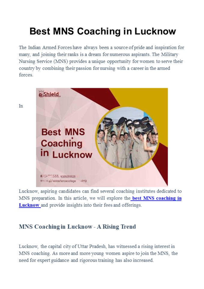Best MNS Coaching in Lucknow