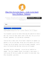 Effective Wazifa For Love Back In 3 Days