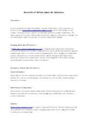 Benefits of White Label UC Solutions