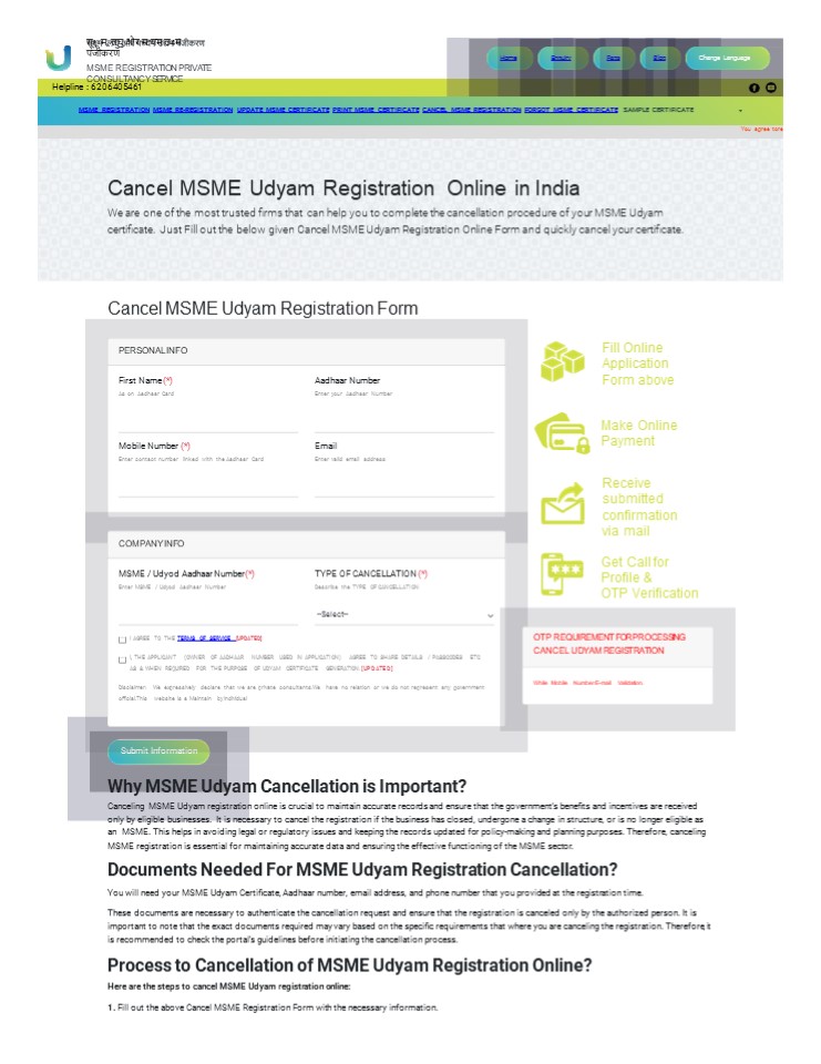 Cancel MSME Udyam Registration Online in India
