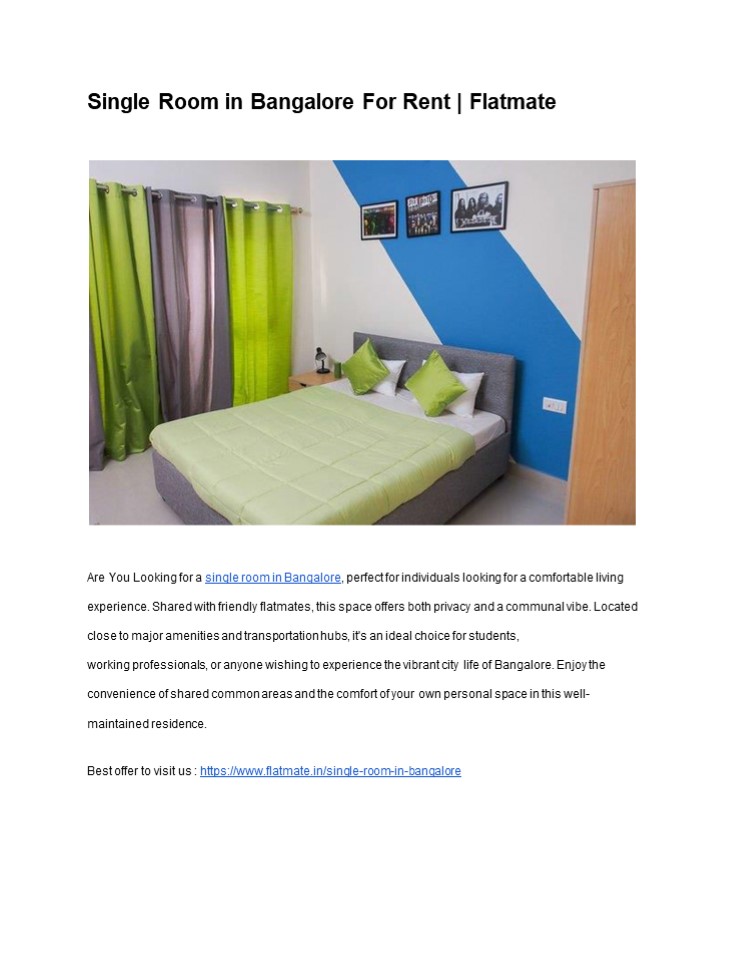 Single Room in Bangalore For Rent | Flatmate