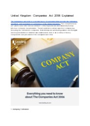 United Kingdom Companies Act 2006 Explained