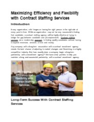Maximizing Efficiency and Flexibility with Contract Staffing Services