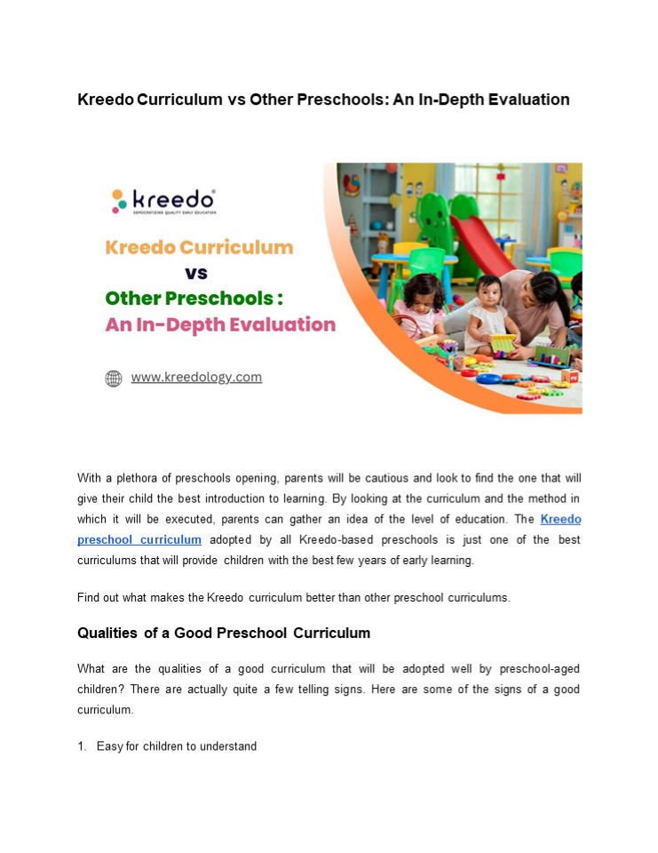 Kreedo Curriculum vs Other Preschools: An In-Depth Evaluation