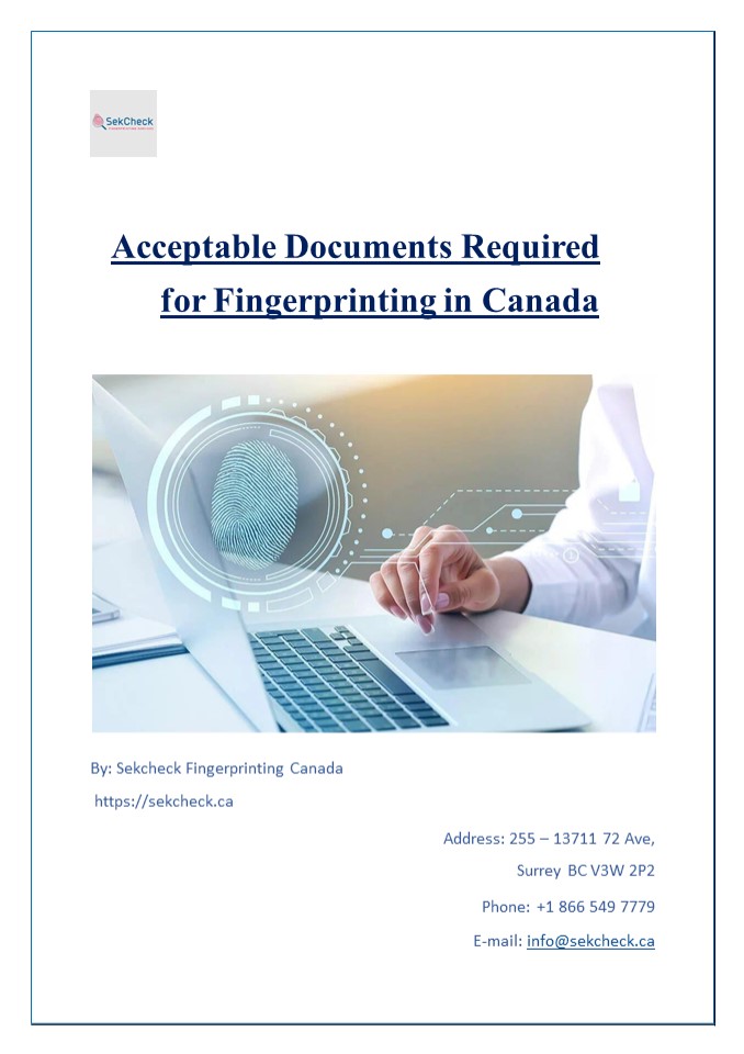 Acceptable Documents Required for Fingerprinting in Canada