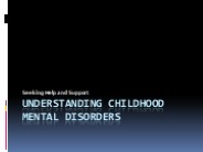 Understanding Childhood Mental Disorders