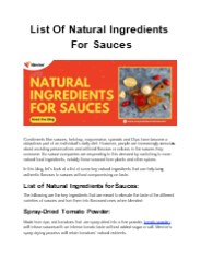 List Of Natural Ingredients For Sauces