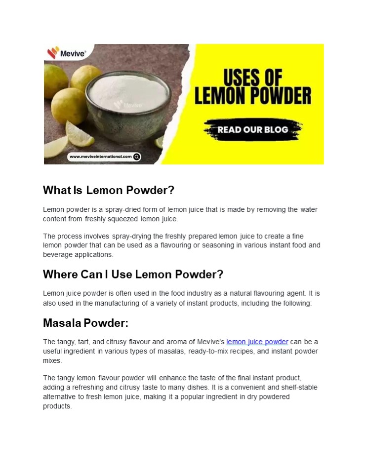 Where Can I Use Lemon Powder?