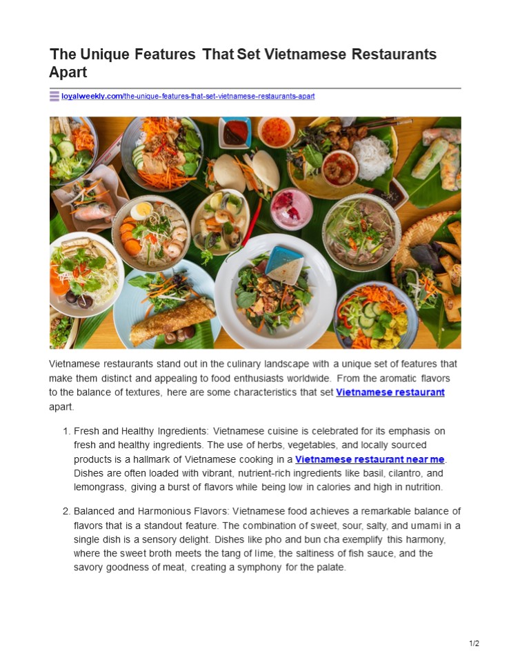 The Unique Features That Set Vietnamese Restaurants Apart