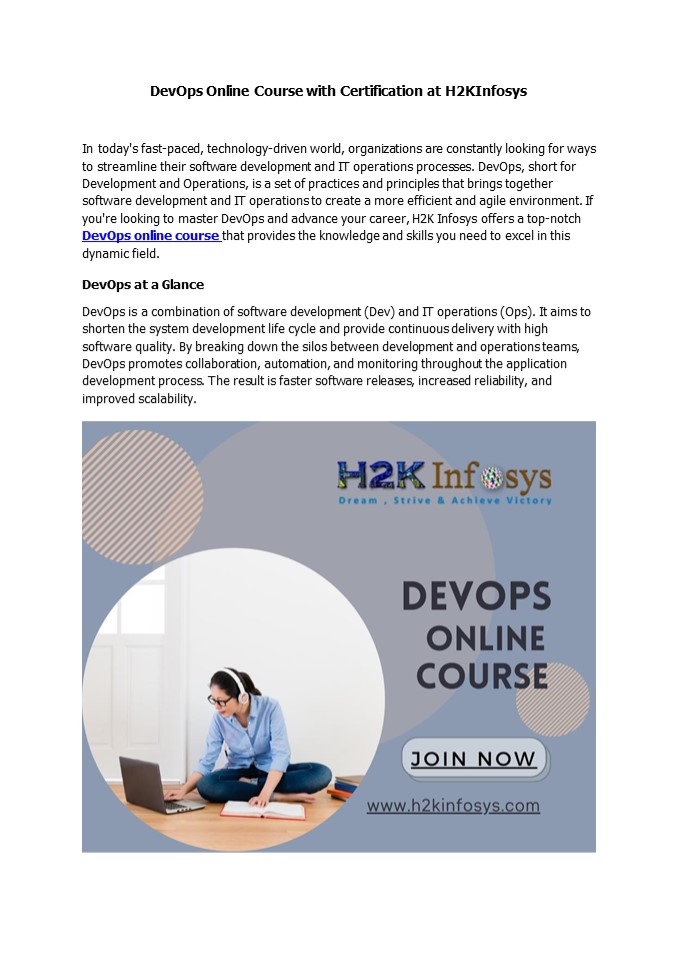 DevOps Online Course with Certification at H2KInfosys