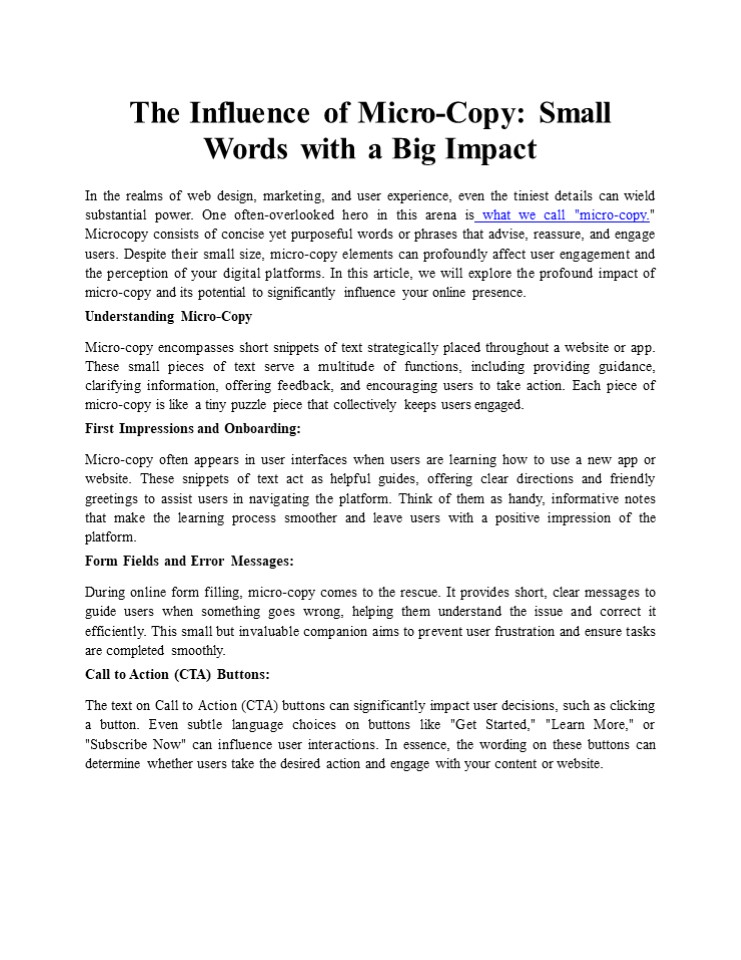 The Influence of Micro-Copy: Small Words with a Big Impact presentation ...