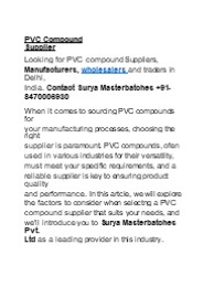 PVC Compound Supplier
