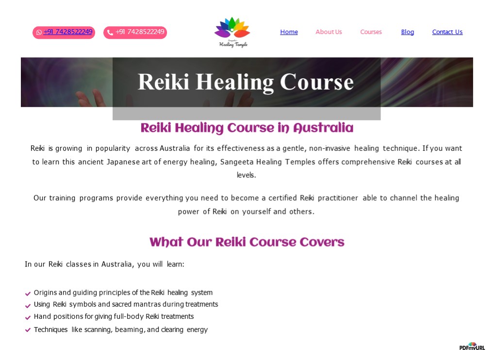 >Reiki Healing Course in Australia
