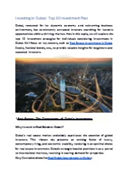 Dubai's Top 10 Investment Plans