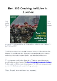 Best SSB Coaching Institutes in Lucknow