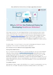 Why is ASP.Net the Preferred Choice for Developing Healthcare Websites?