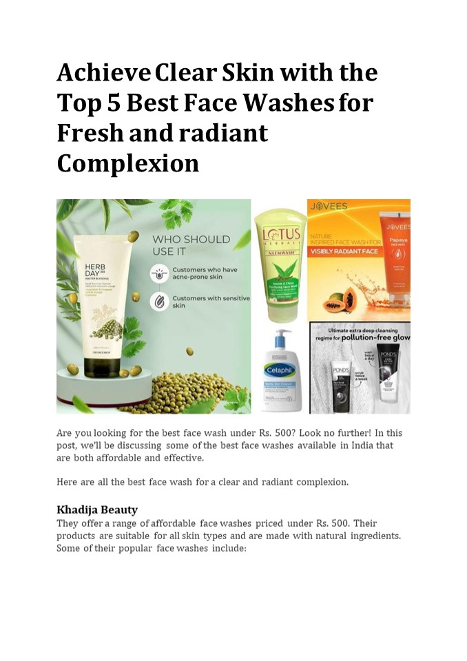 Top 5 Best Face Washes for Fresh and Radiant Complexion