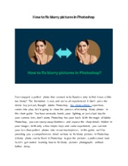 How to fix blurry pictures in Photoshop