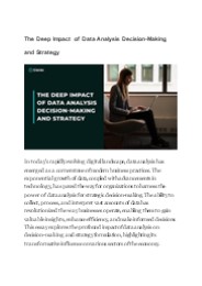 The Deep Impact of Data Analysis Decision-Making and Strategy