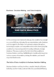 Business Decision-Making and Data Analytics