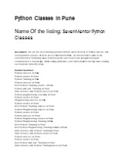 Python Classes in Pune