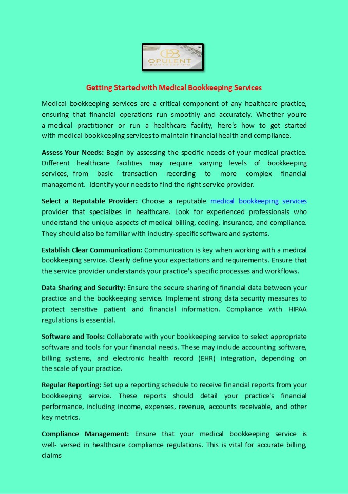 Getting Started with Medical Bookkeeping Services