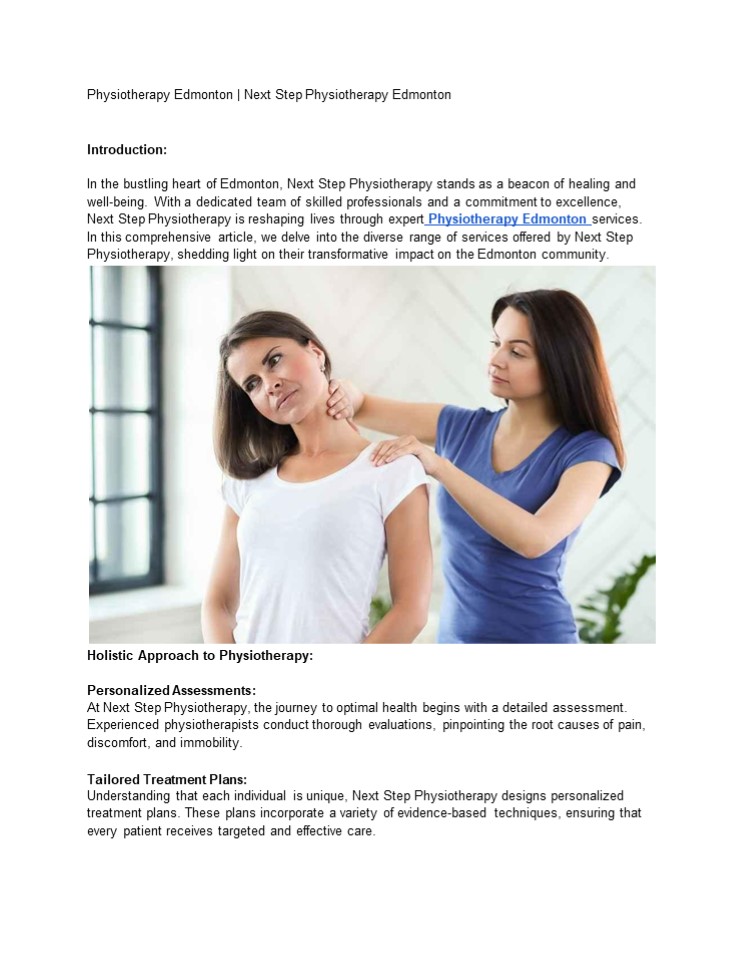 Physiotherapy Edmonton | Next Step Physiotherapy Edmonton