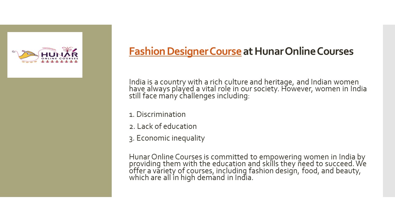 Fashion Designer Course at Hunar Online Courses