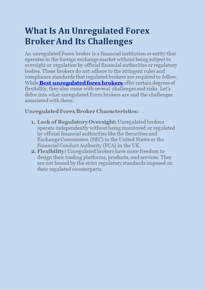 What Is An Unregulated Forex Broker And Its Challenges