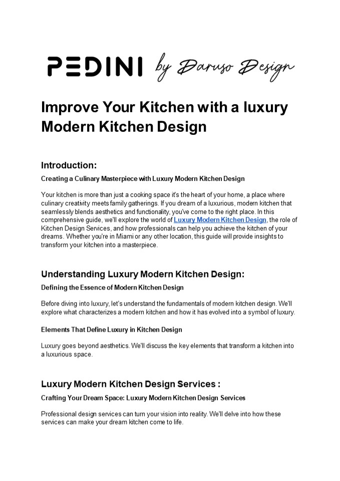 Improve Your Kitchen with a luxury Modern Kitchen Design
