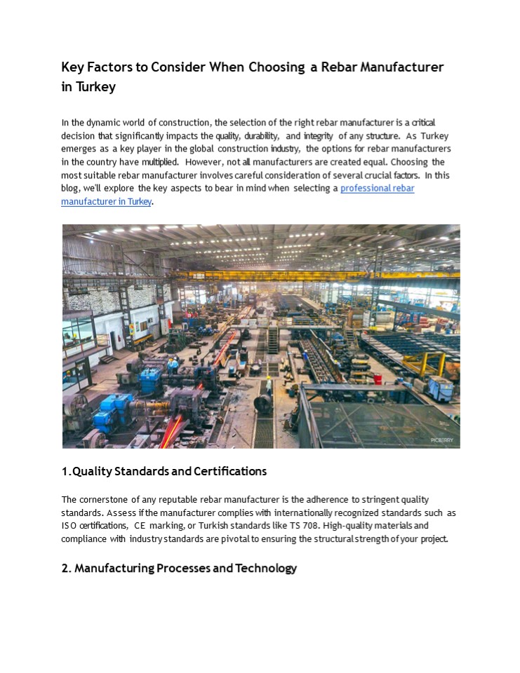 Rebar Manufacturer in Turkey