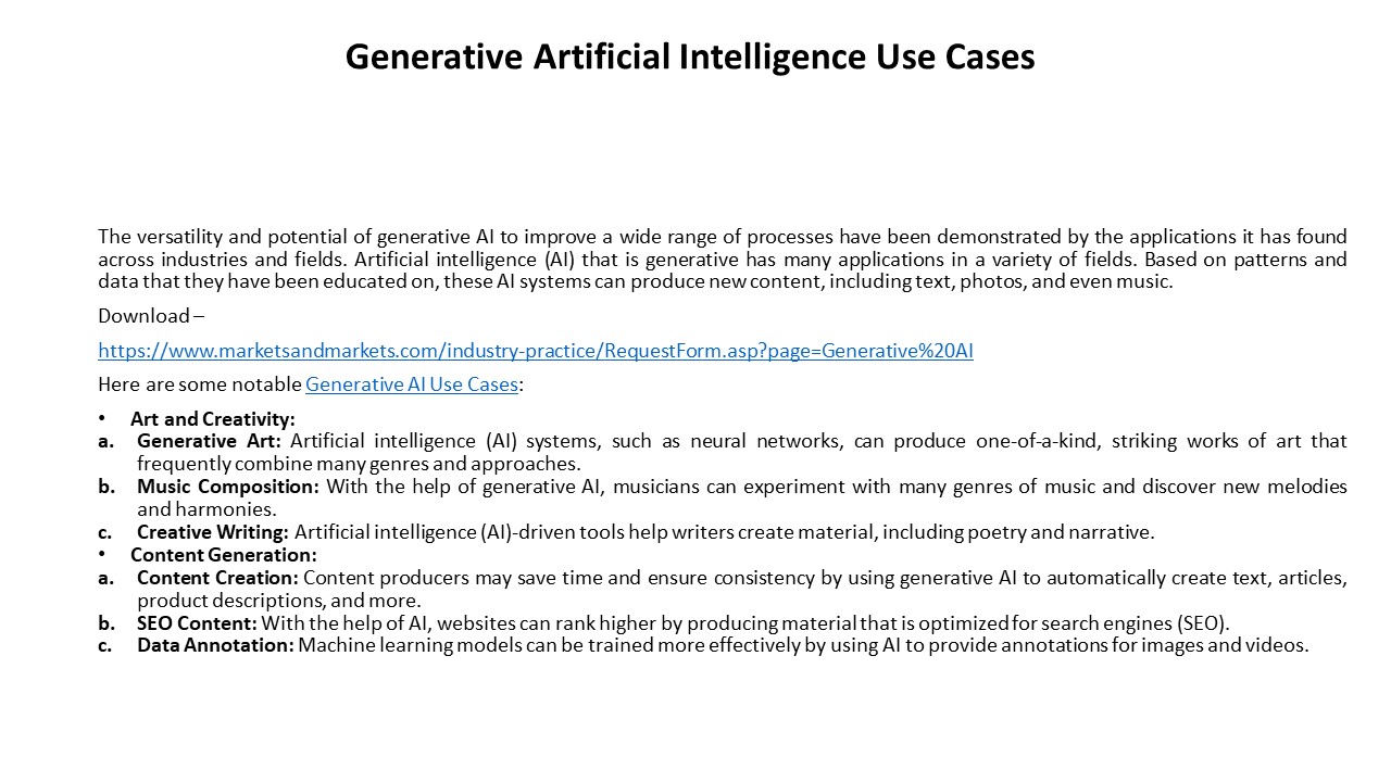 Generative Artificial Intelligence Use Cases